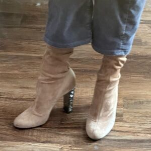 RARE Jimmy Choo Tan Suede Rhinestone Heel Women's Boots